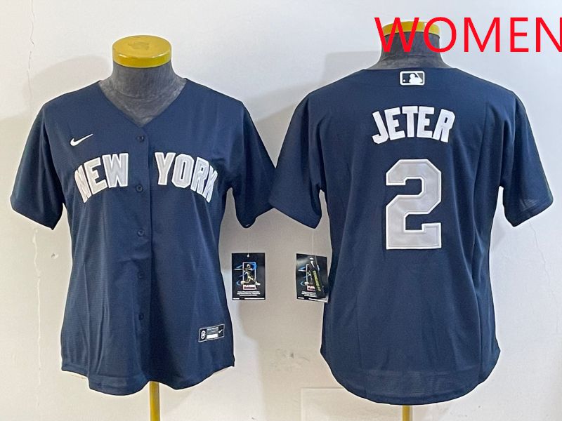Women New York Yankees #2 Jeter Blue Game 2025 Nike MLB Jersey style 1->women mlb jersey->Women Jersey